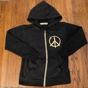 Vintage Havana Black Zip Up With Metallic Peace
